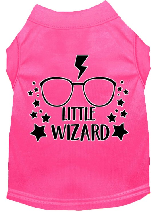 Little Wizard Screen Print Dog Shirt Bright Pink XS